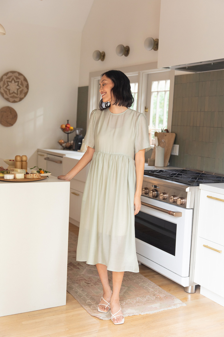 Textured Organza Midi Dress