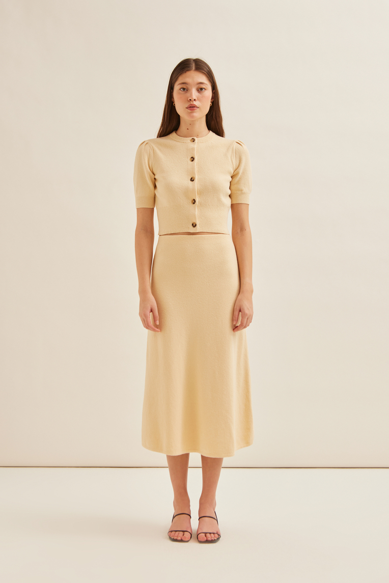 Bouclé Knit Midi Skirt