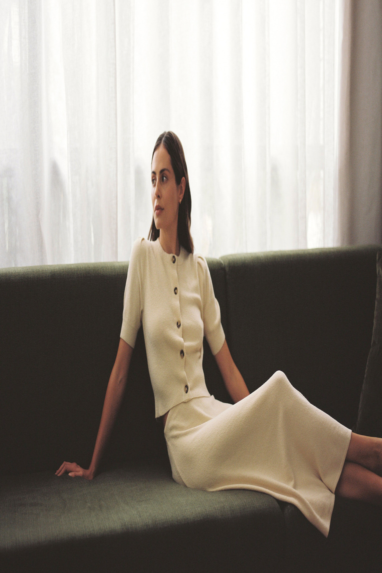 Bouclé Knit Midi Skirt