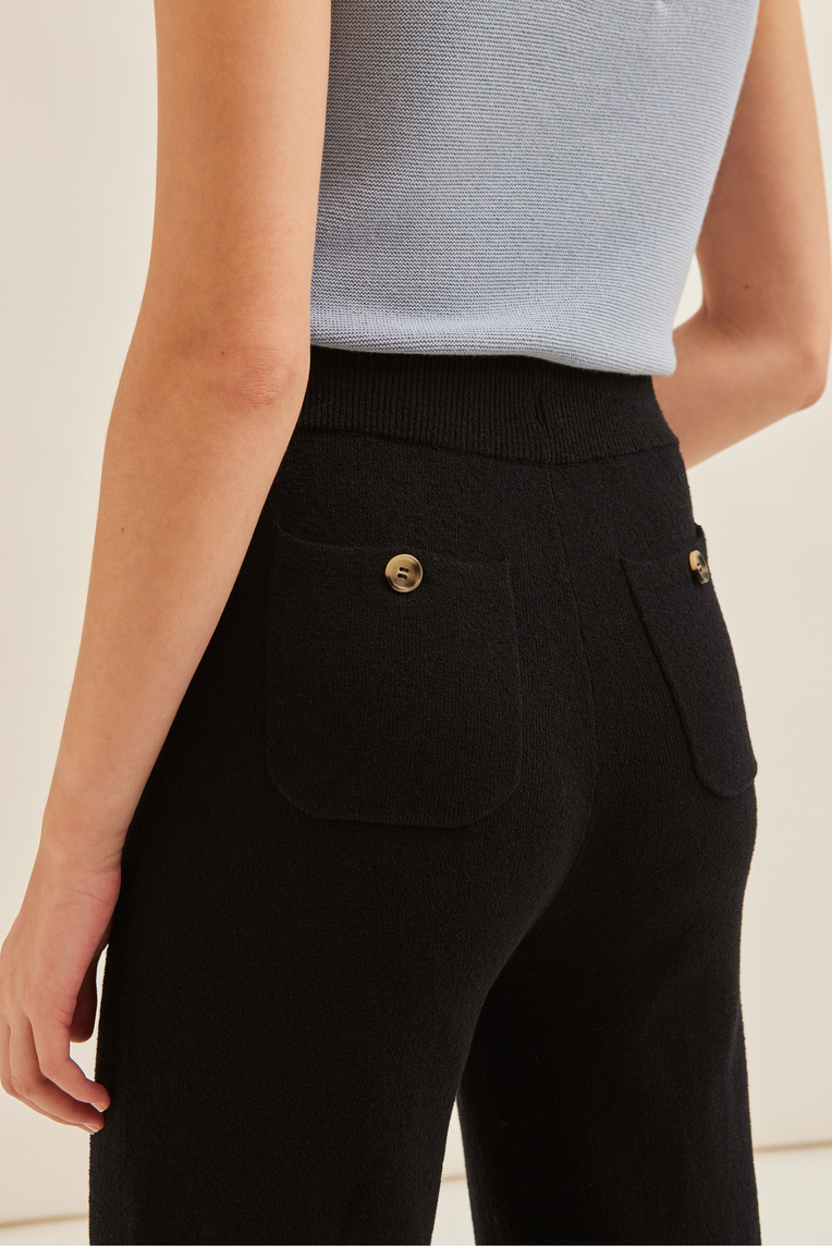 Bouclé Knit Full-Length Pants