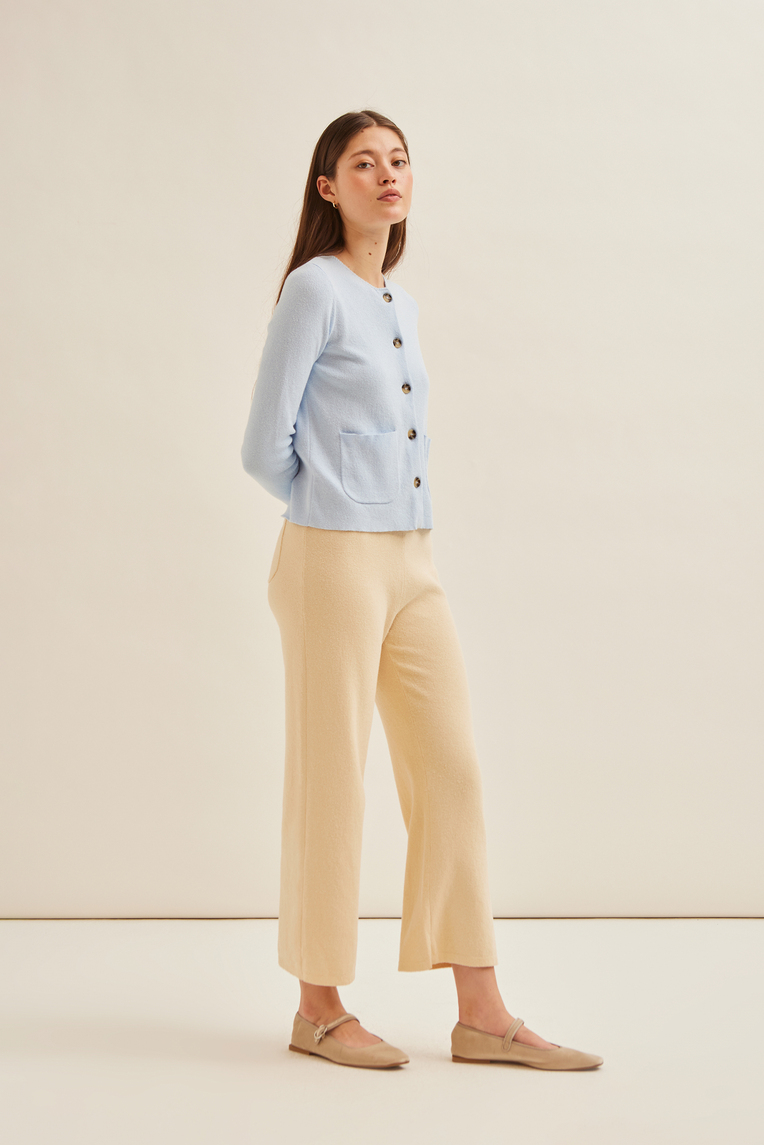 Bouclé Knit Full-Length Pants