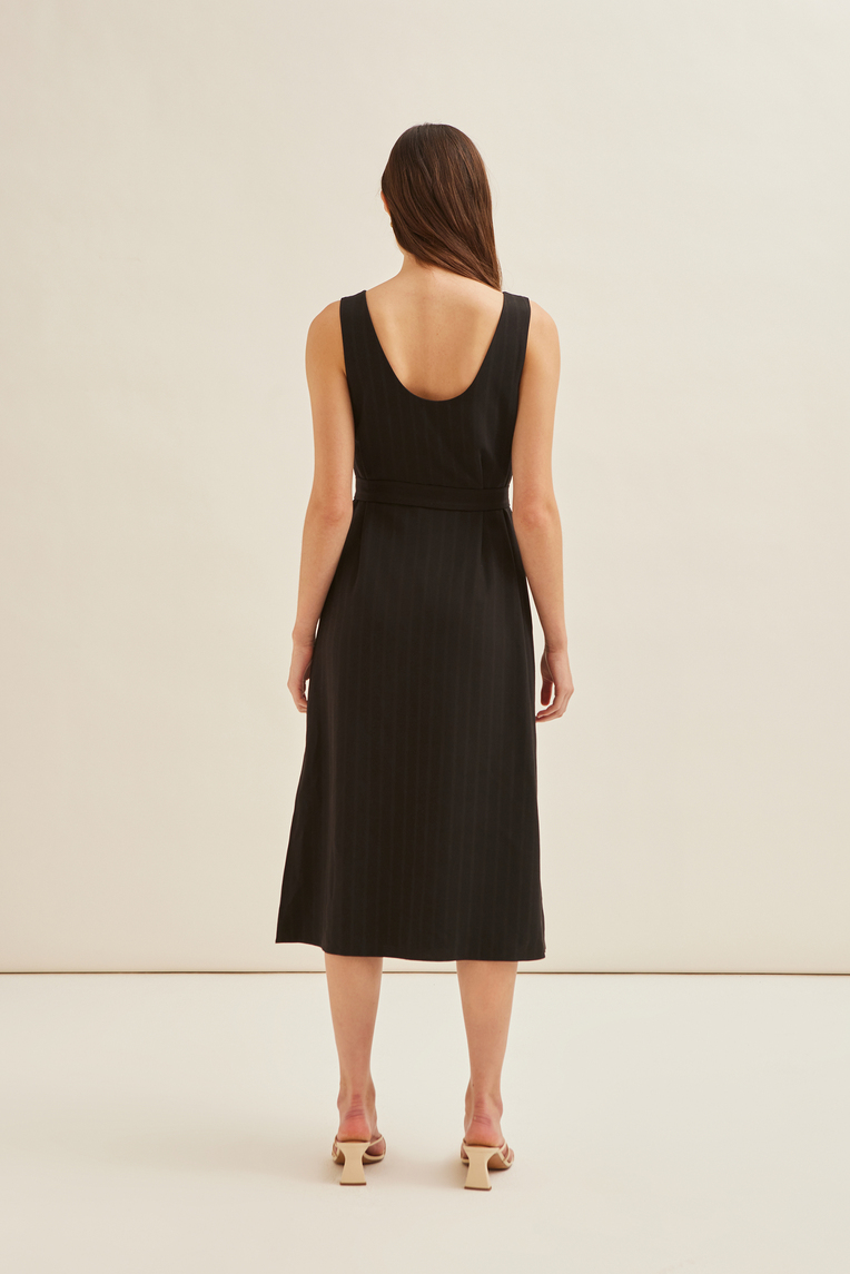 Herringbone Striped Midi Dress