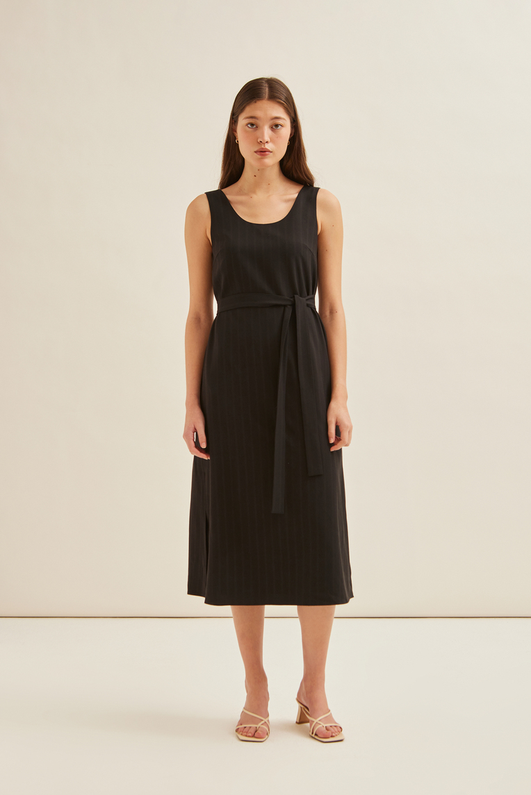 Herringbone Striped Midi Dress