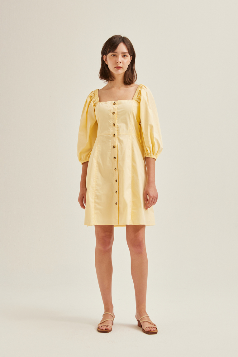 Puff-Sleeve Shift Dress