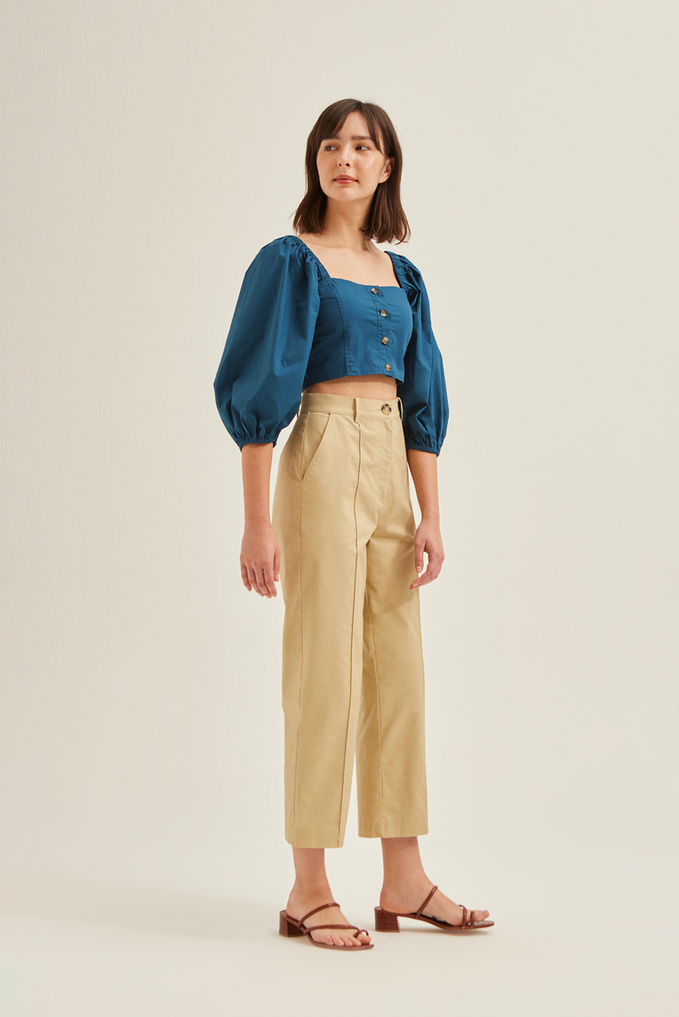 Puff-Sleeve Crop Top
