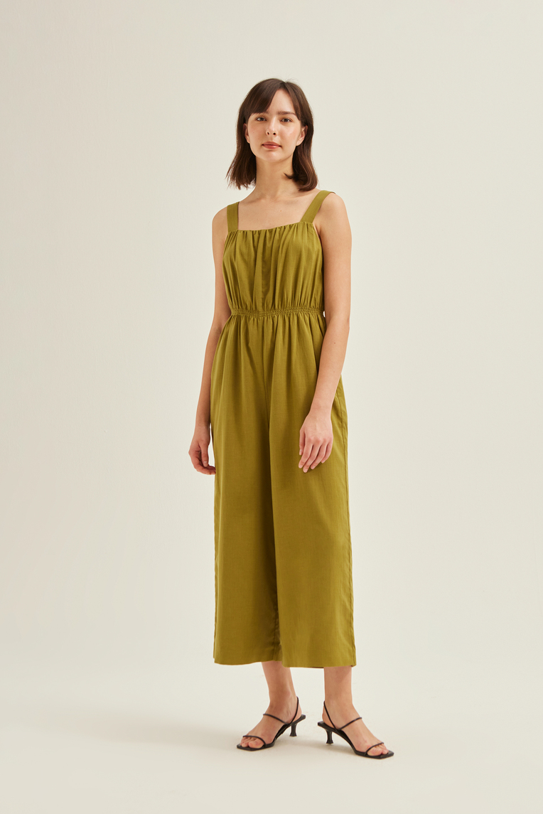 Smocked Tencel Jumpsuit