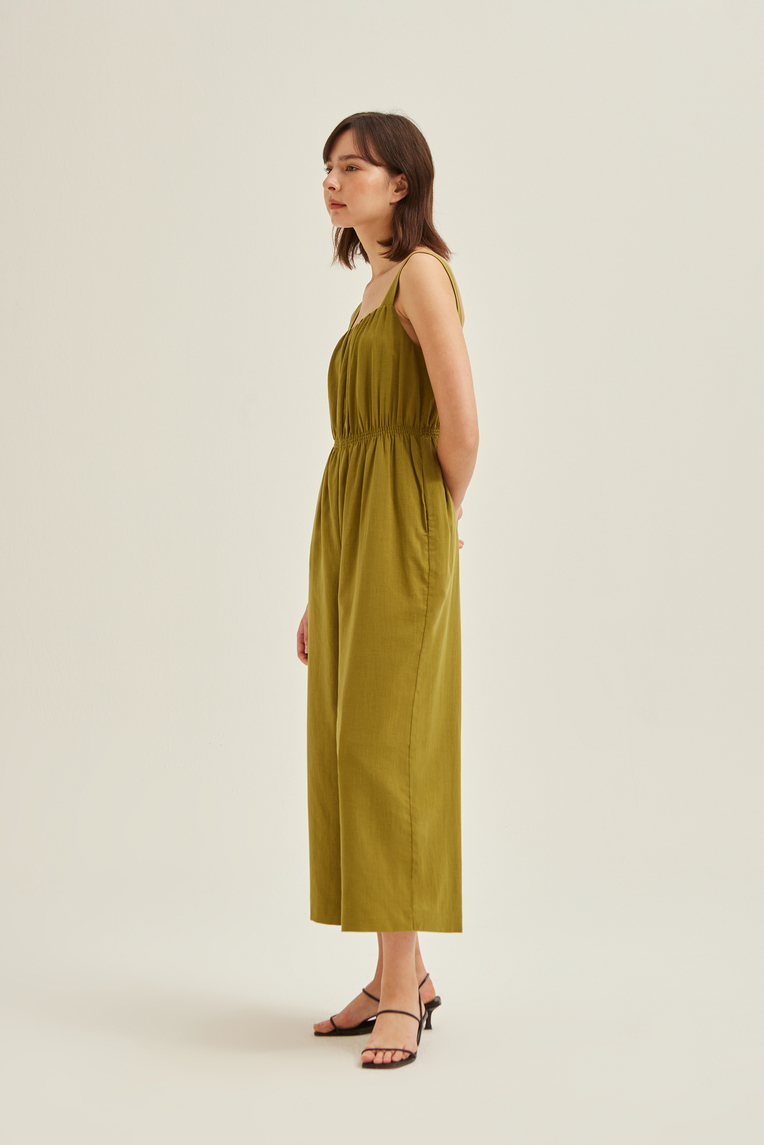 Smocked Tencel Jumpsuit