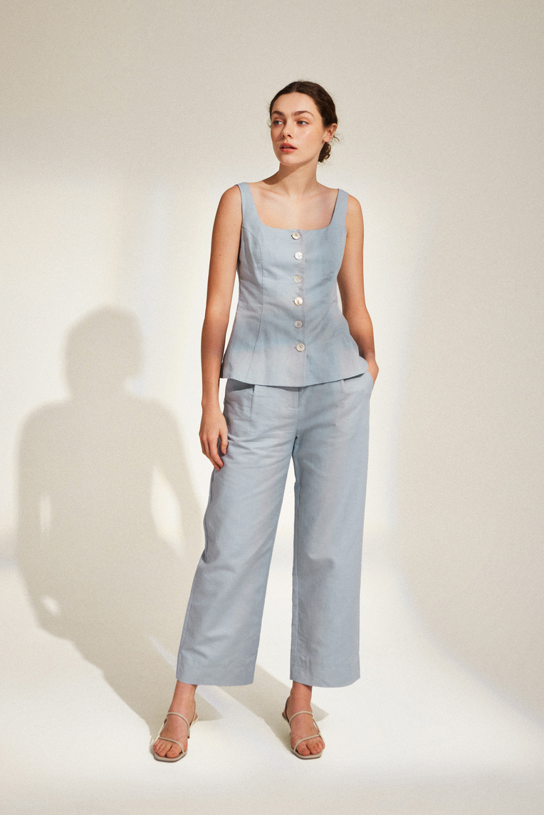 Linen Button-Down Vest