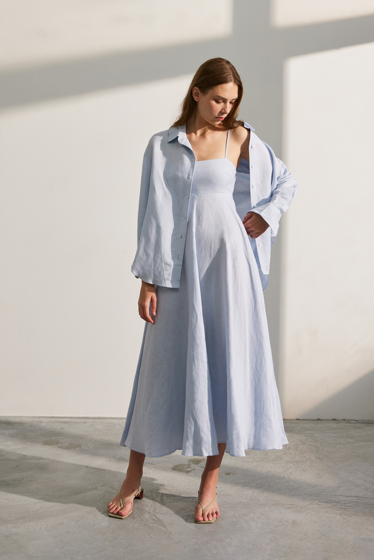 Linen Smocked-Back Sundress