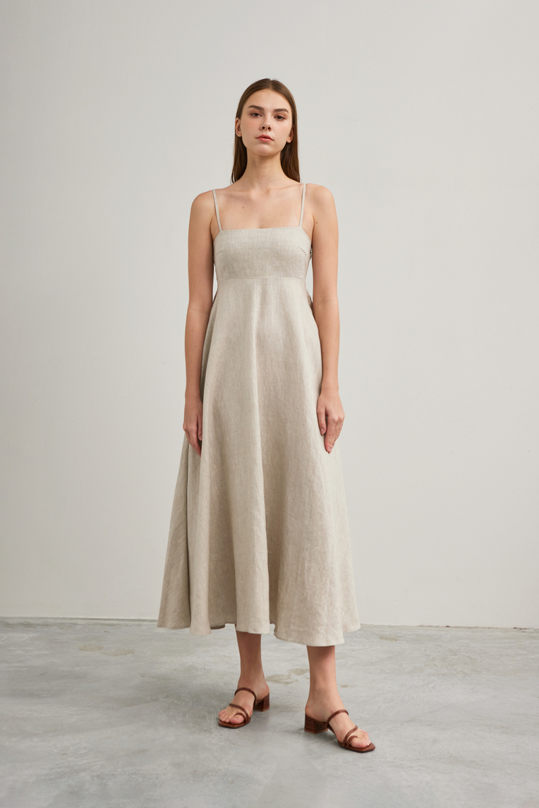 Linen Smocked-Back Sundress