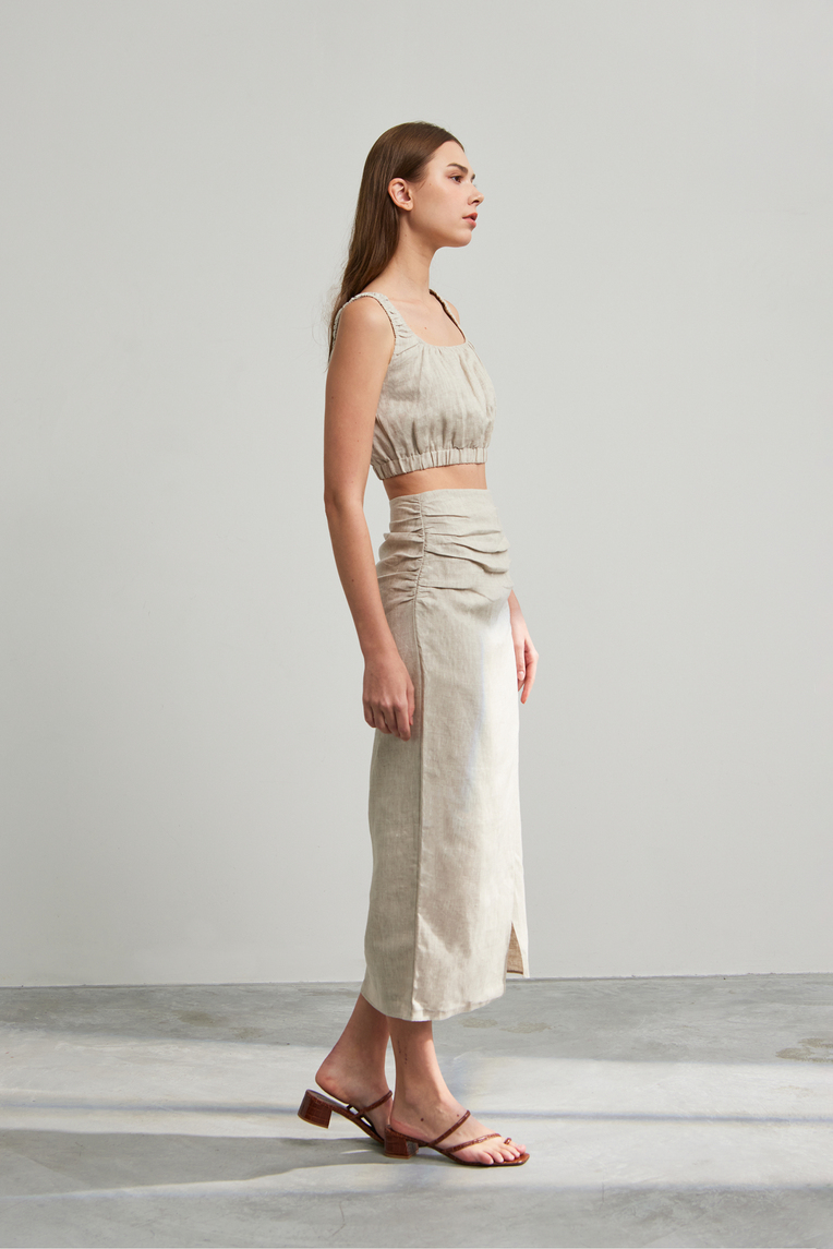 Textured Linen Crop Top