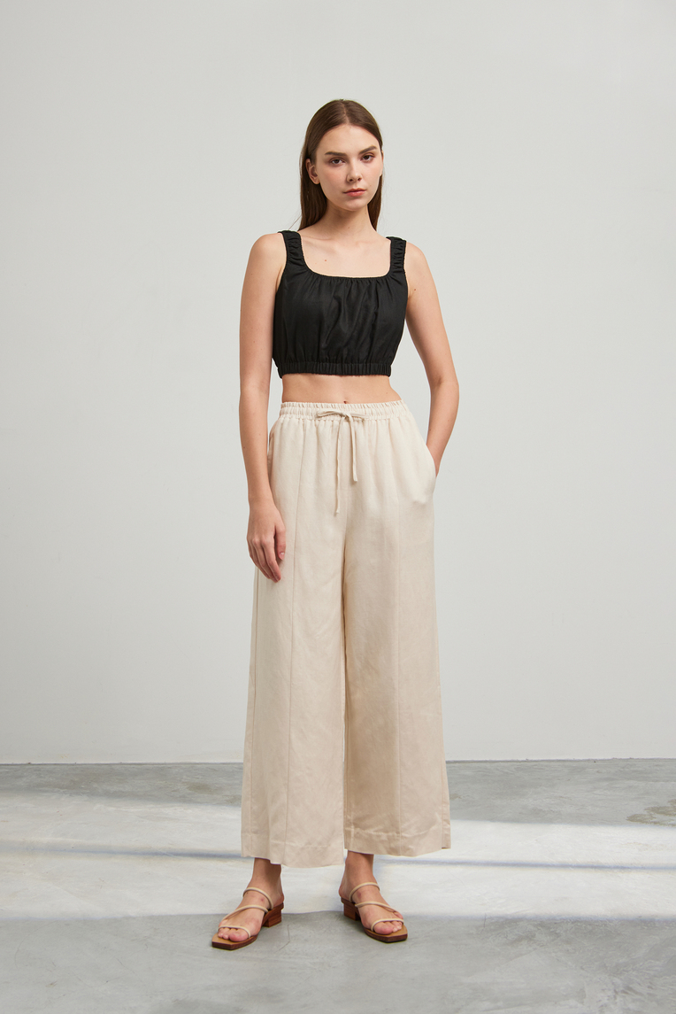 Textured Linen Crop Top
