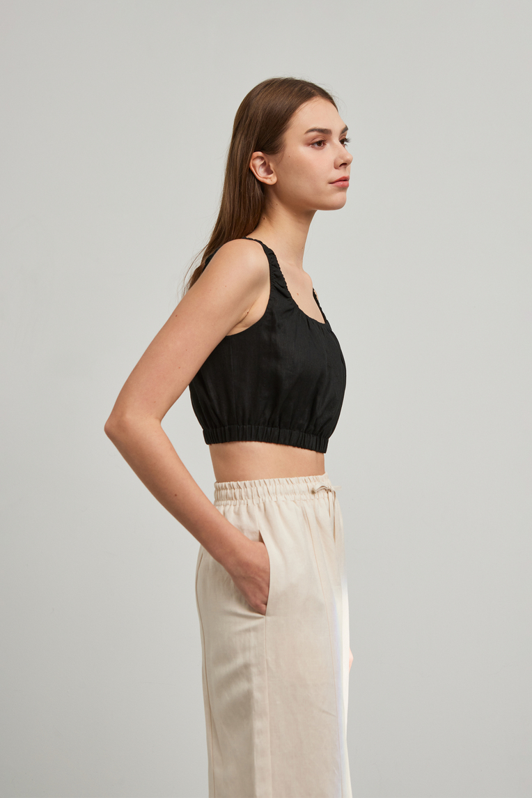 Textured Linen Crop Top