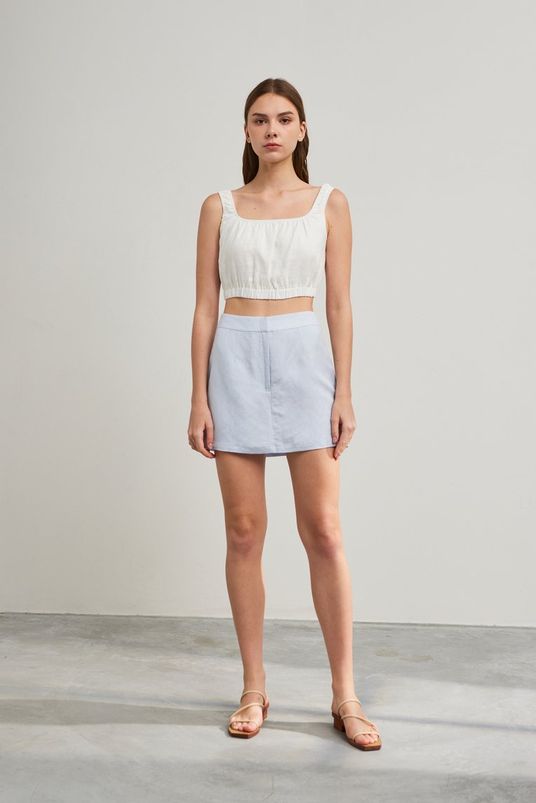 Textured Linen Crop Top