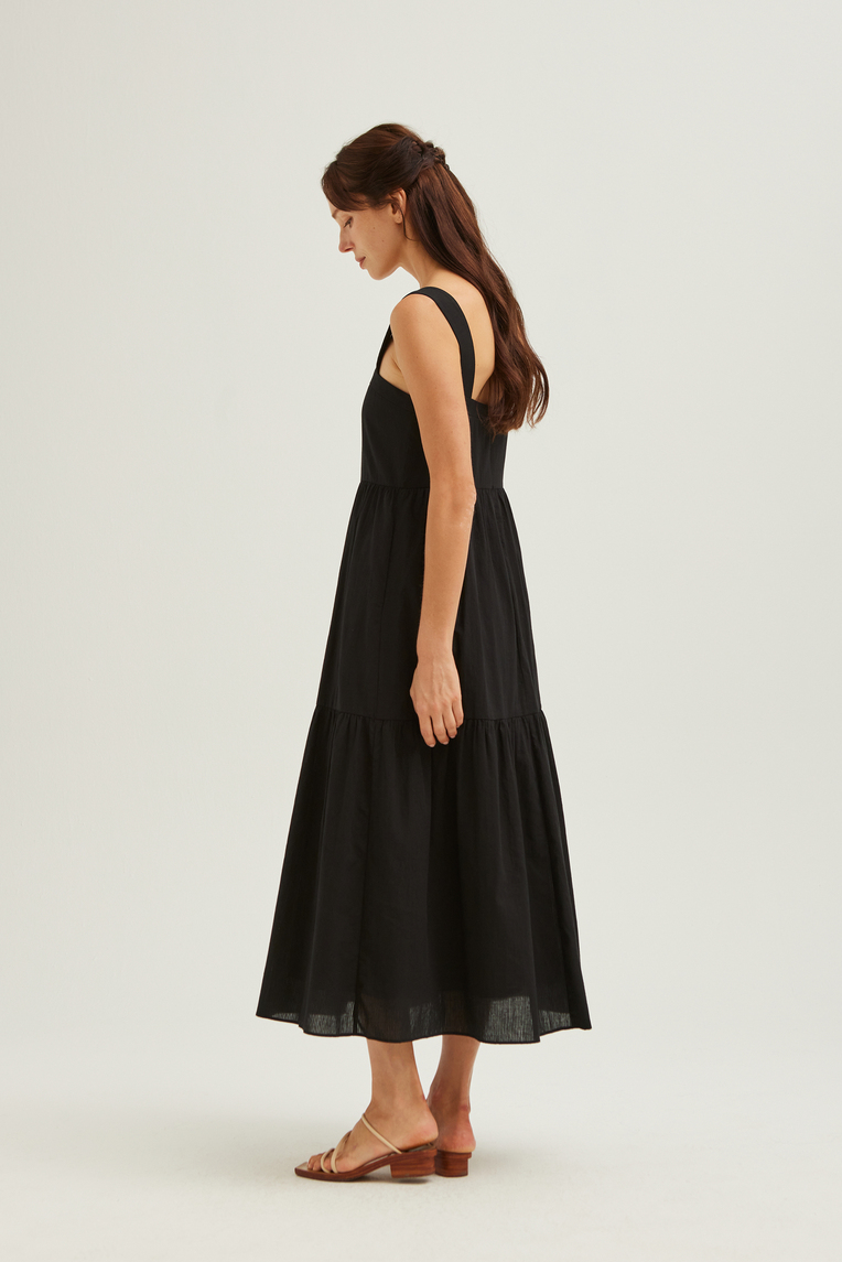 Striped Cotton Tiered Dress