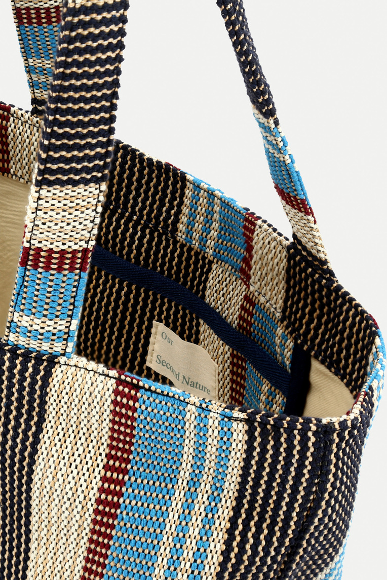 Medium Striped Woven Beach Bag