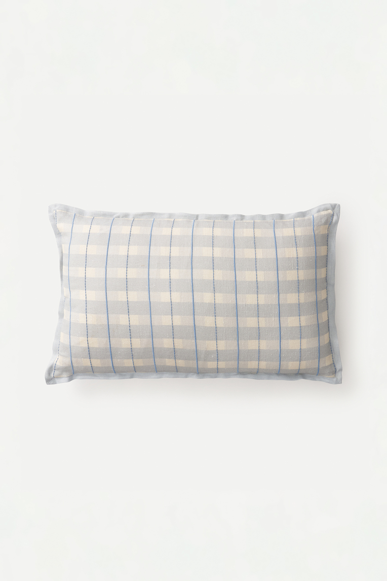 Embroidered Plaid Lumbar Cushion Cover 