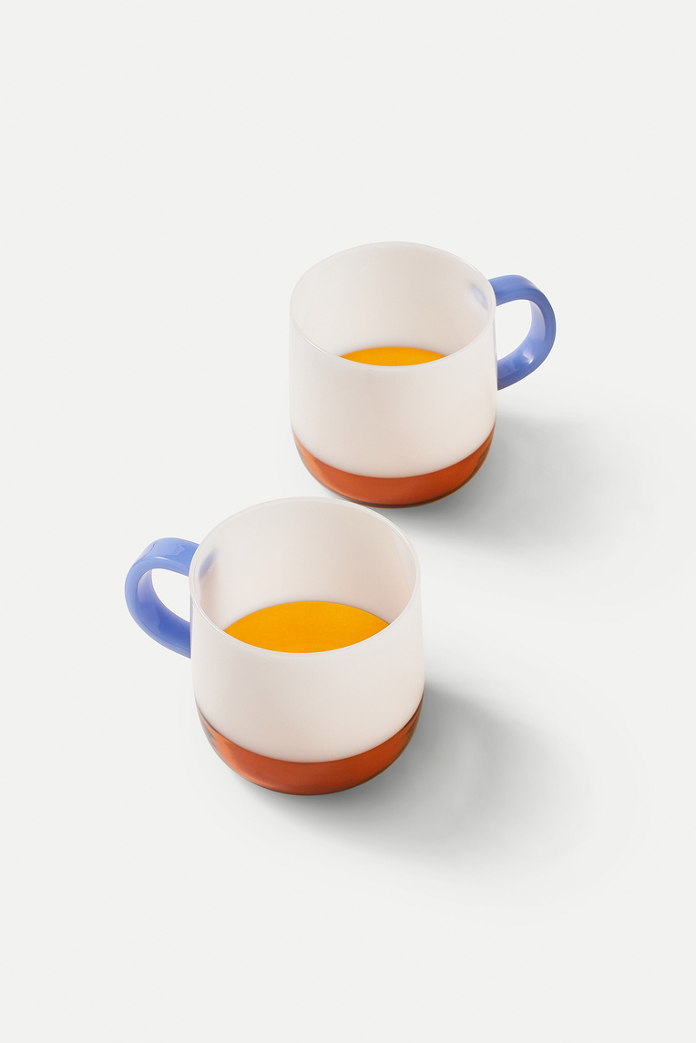 [Local Shipping Only] Colourblock Glass Mug Set (Set of 2)