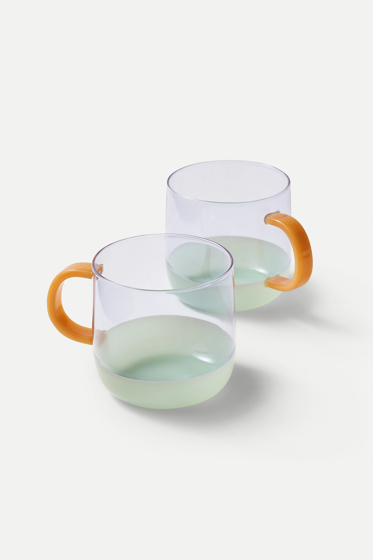 [Local Shipping Only] Colourblock Glass Mug Set (Set of 2)