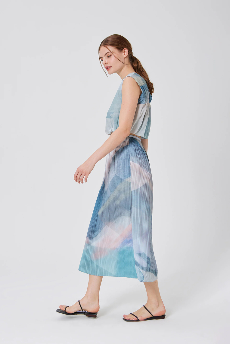 Frame Pleated Column Midi Skirt