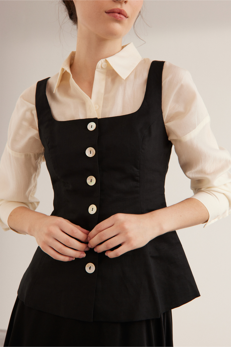 Linen Button-Down Vest