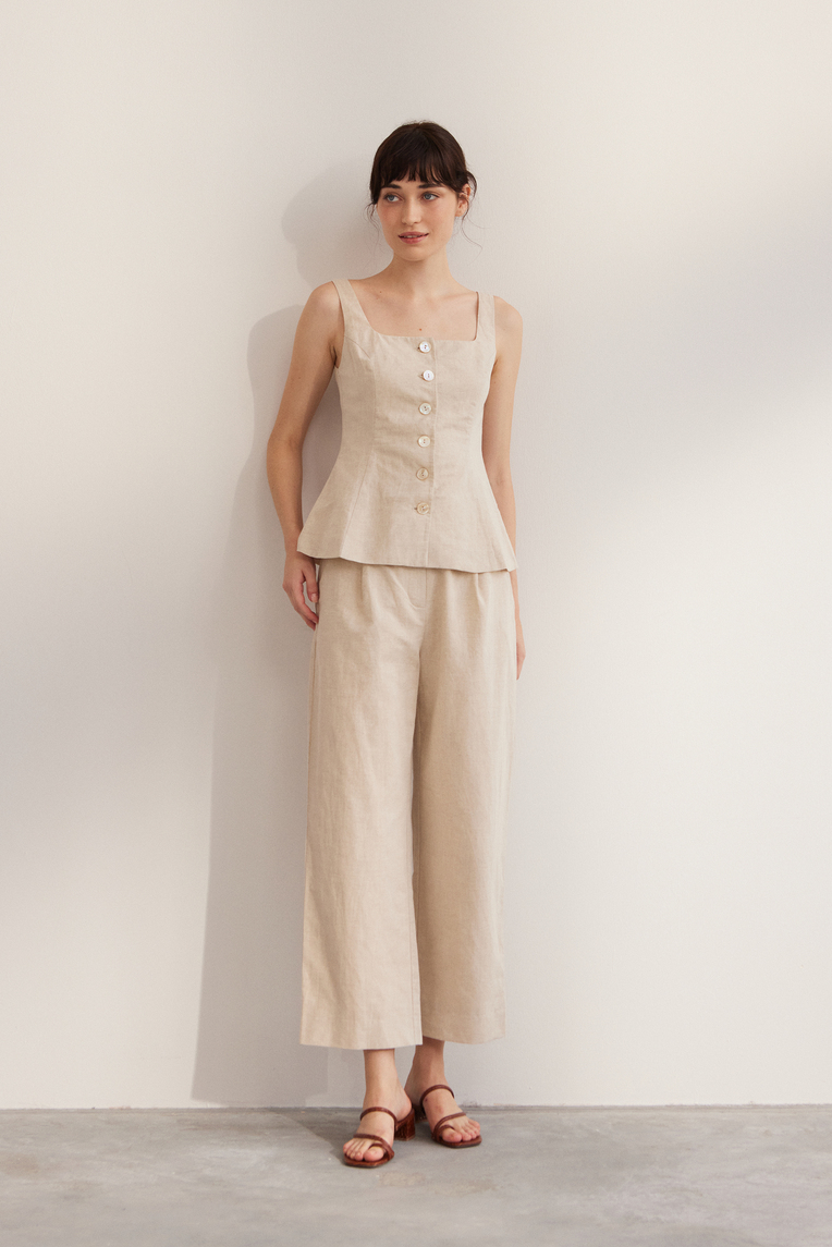 Linen Button-Down Vest