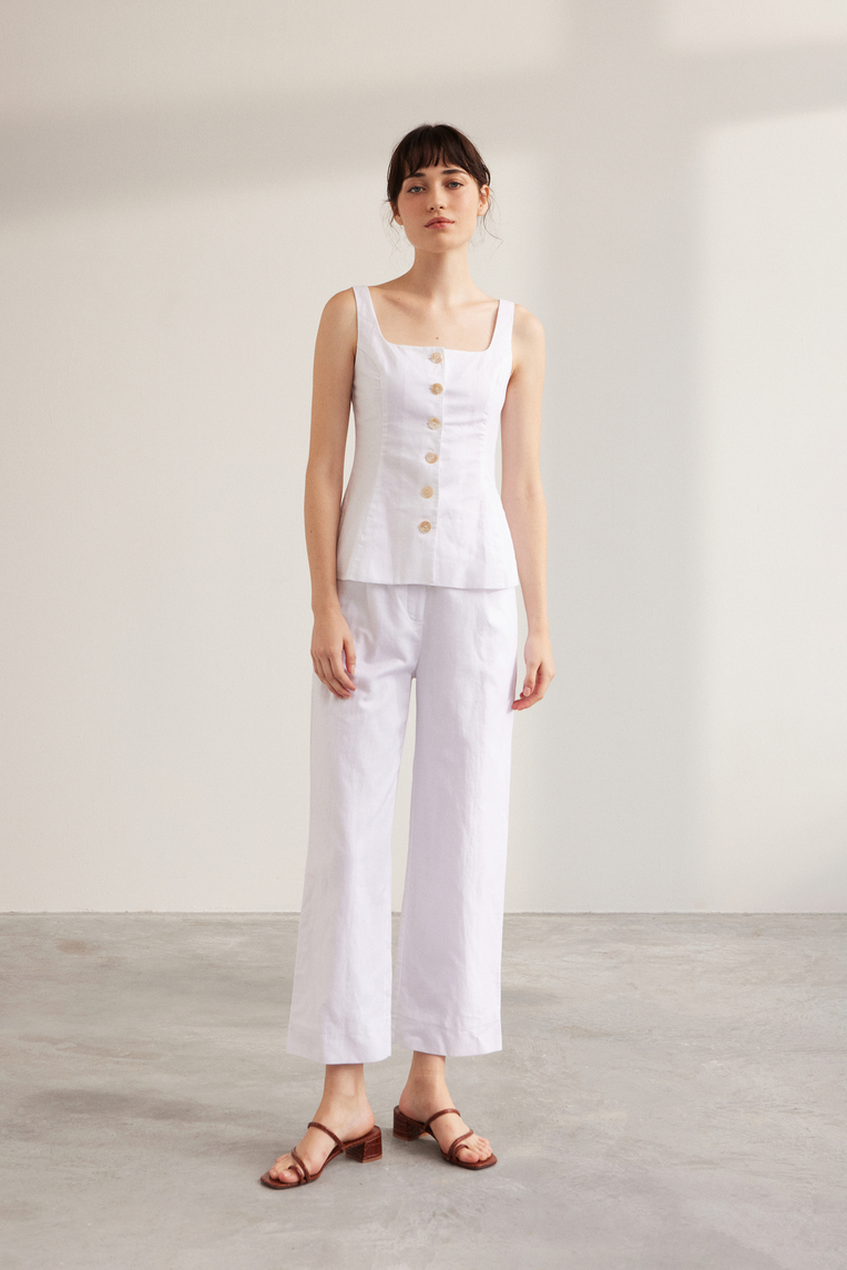 Linen Button-Down Vest