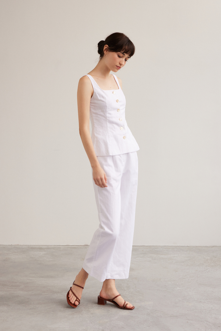 Linen Button-Down Vest