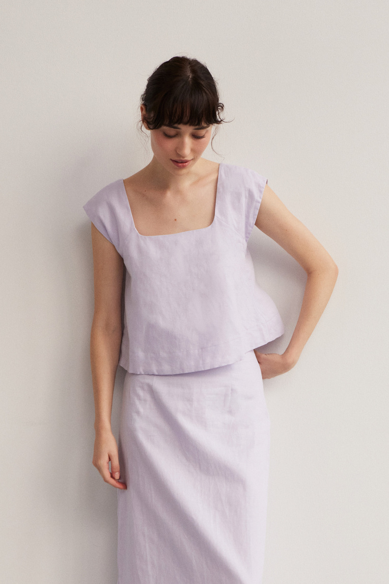 Square-Neck Linen Top