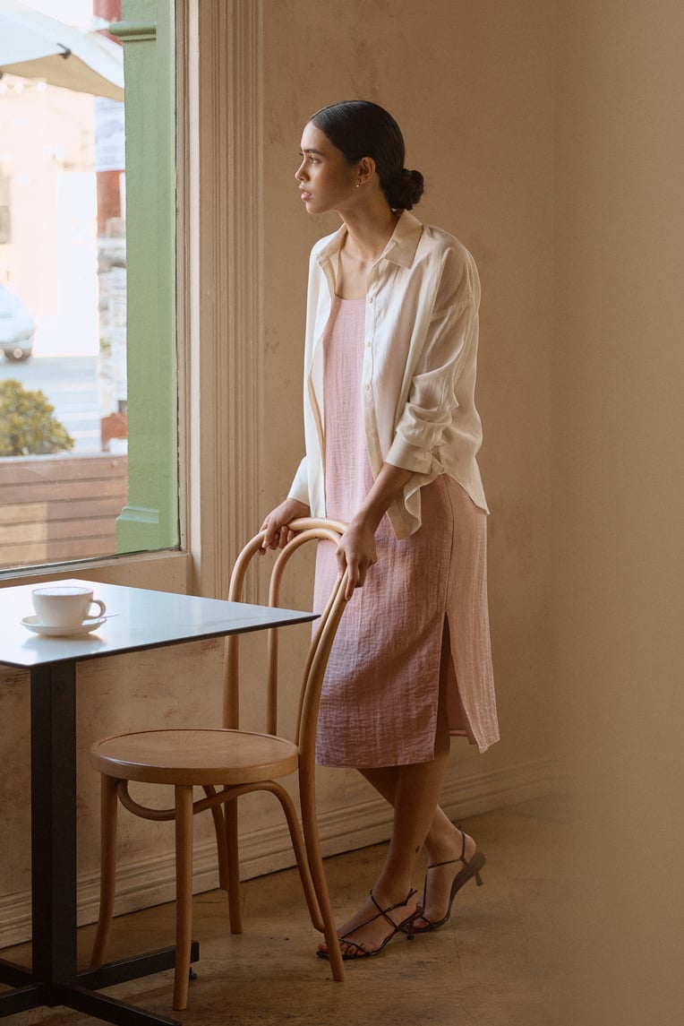 Textured Rayon Slip Dress