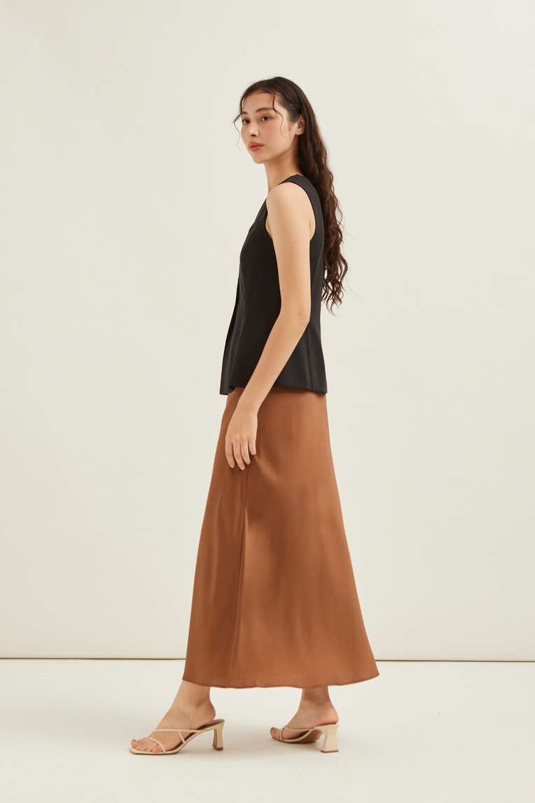 Satin Bias-Cut Maxi Skirt