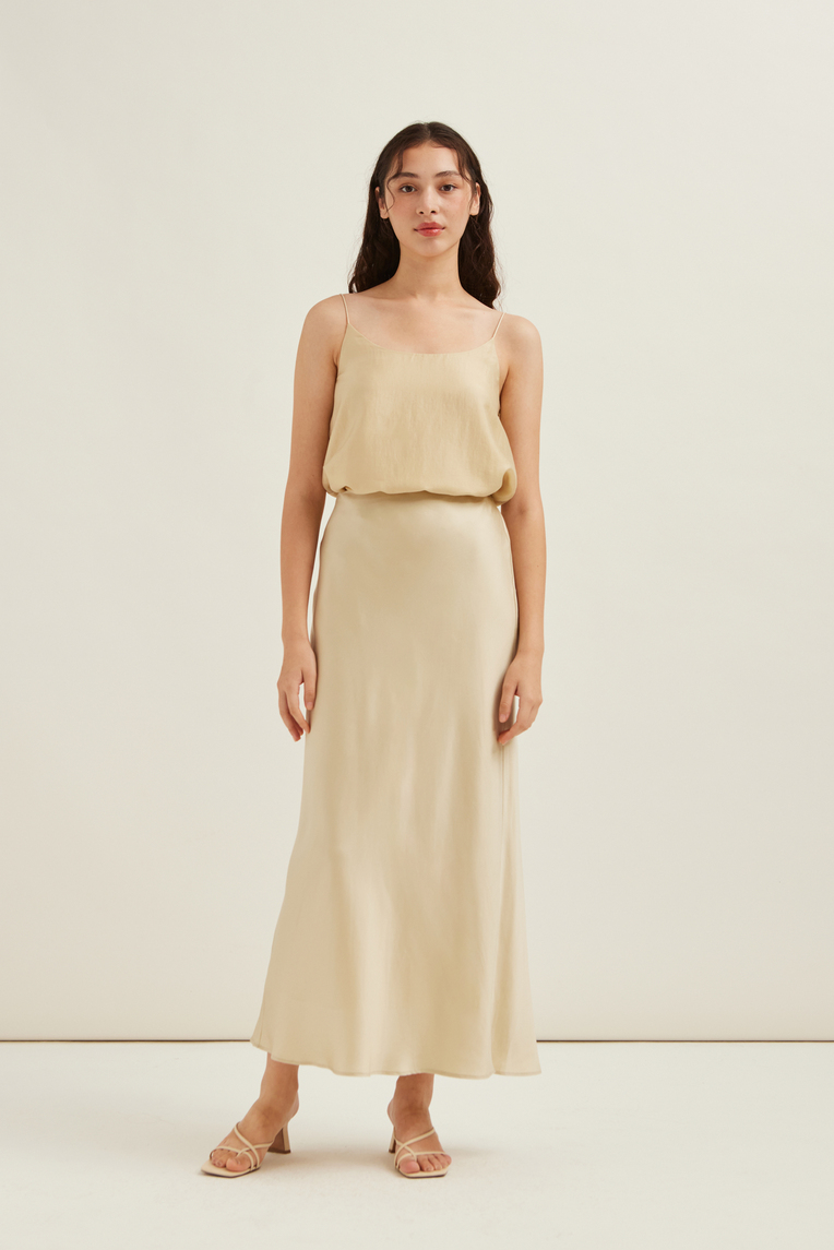 Satin Bias-Cut Maxi Skirt
