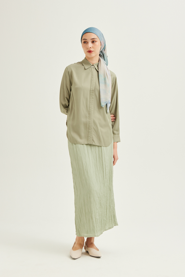 Crinkled Midi Skirt