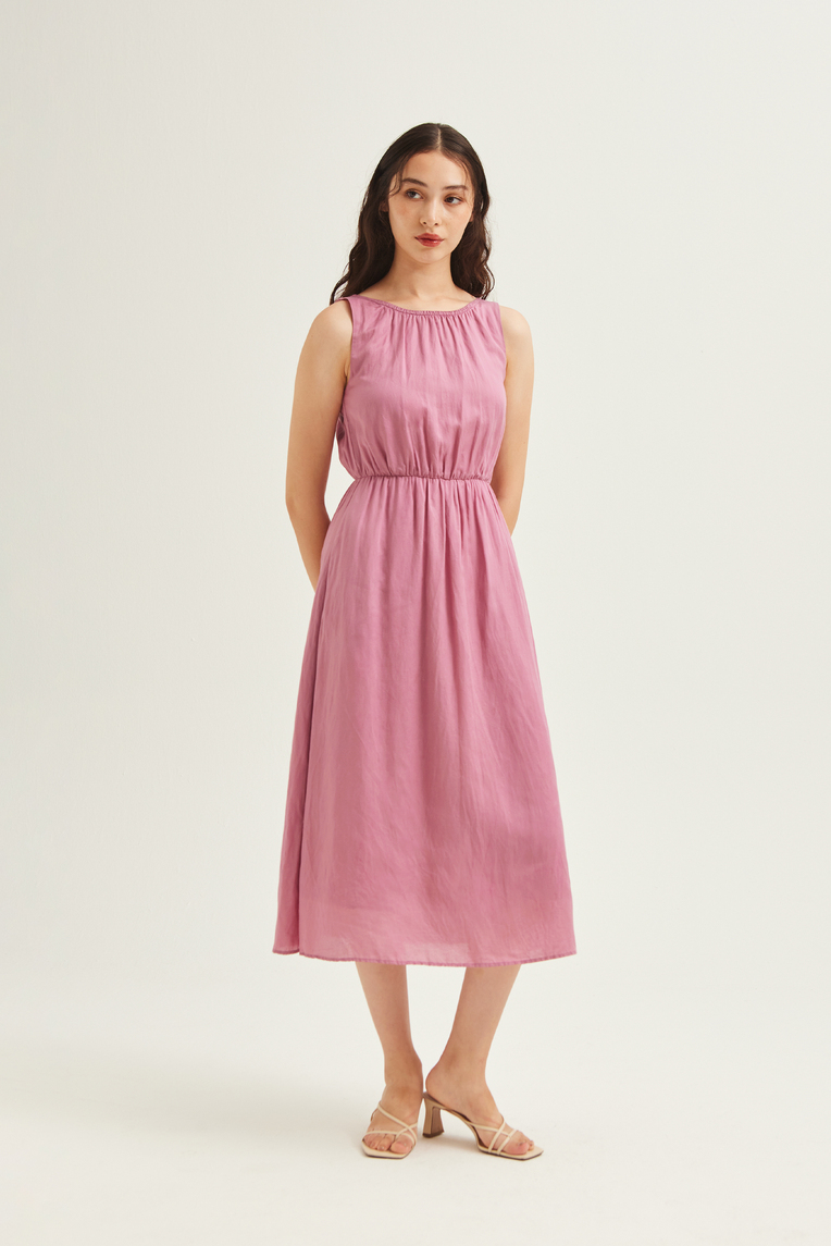 Scoop-Back Midi Dress