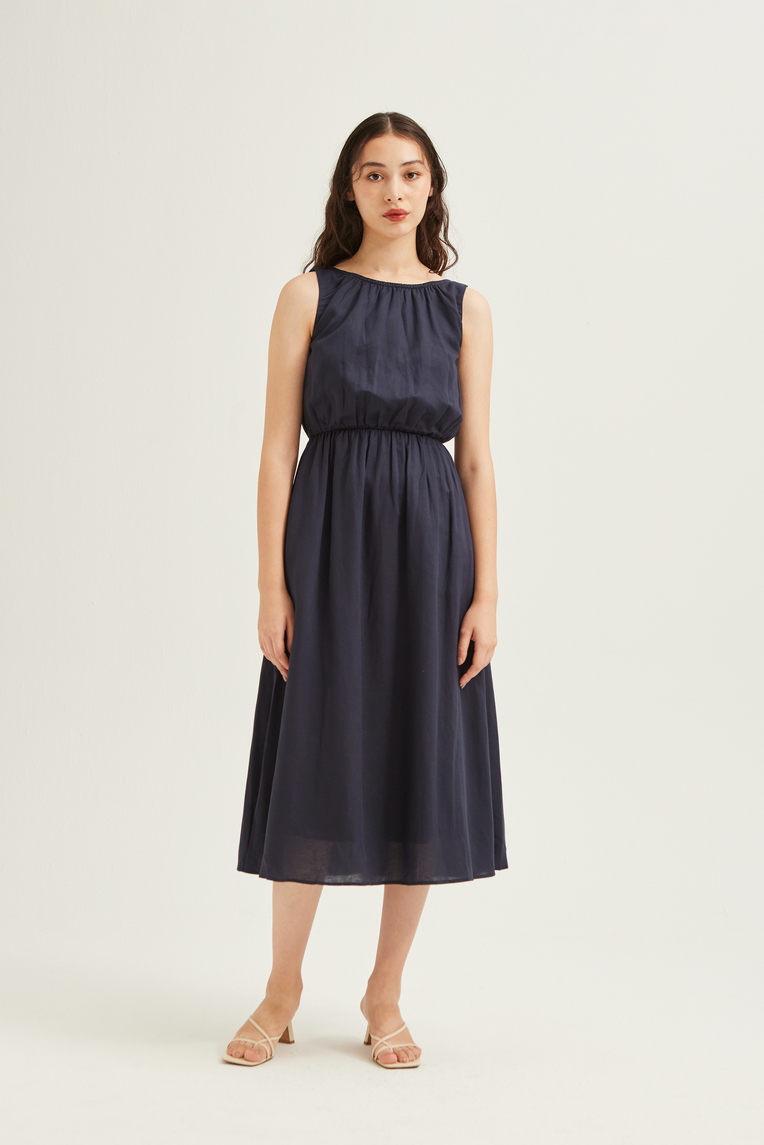 Scoop-Back Midi Dress