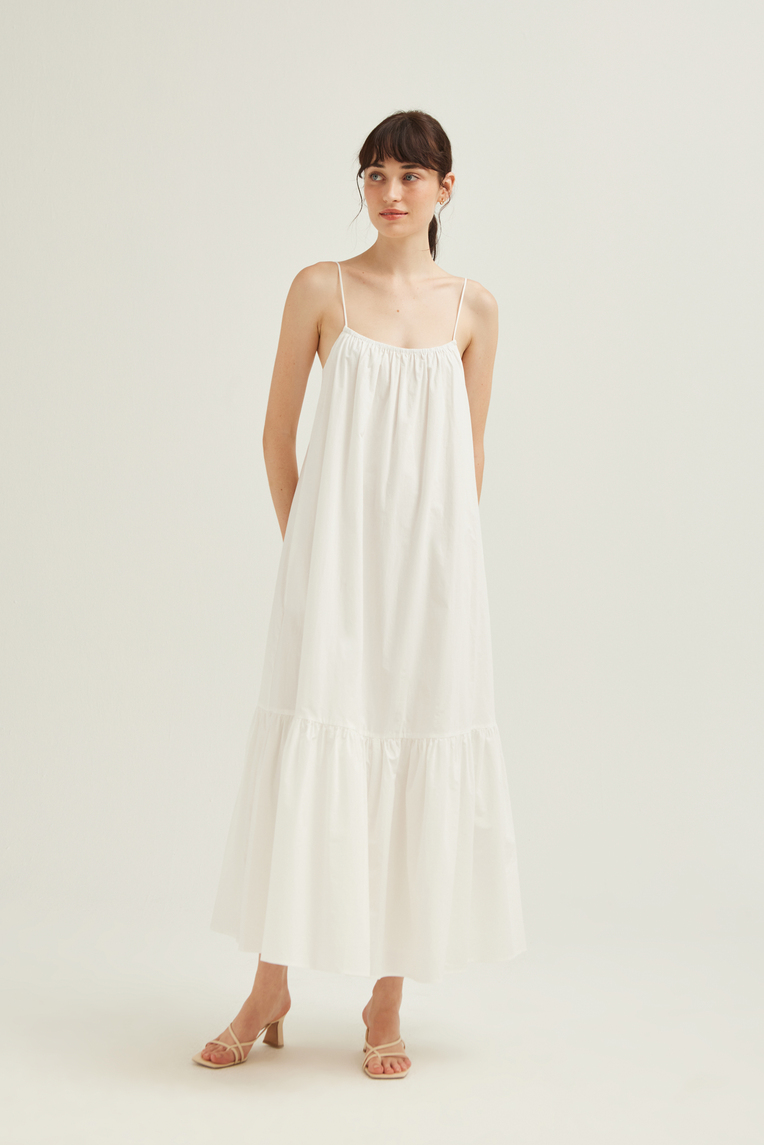 Cotton Gathered Maxi Tent Dress