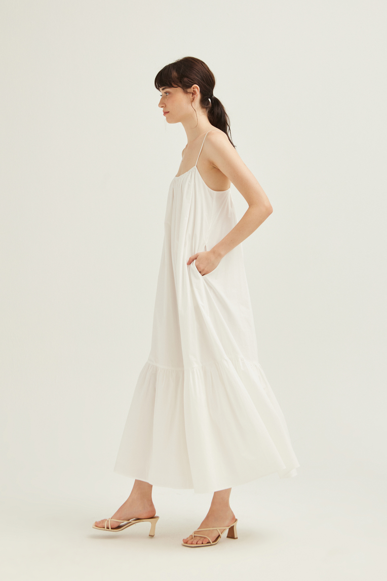 Cotton Gathered Maxi Tent Dress