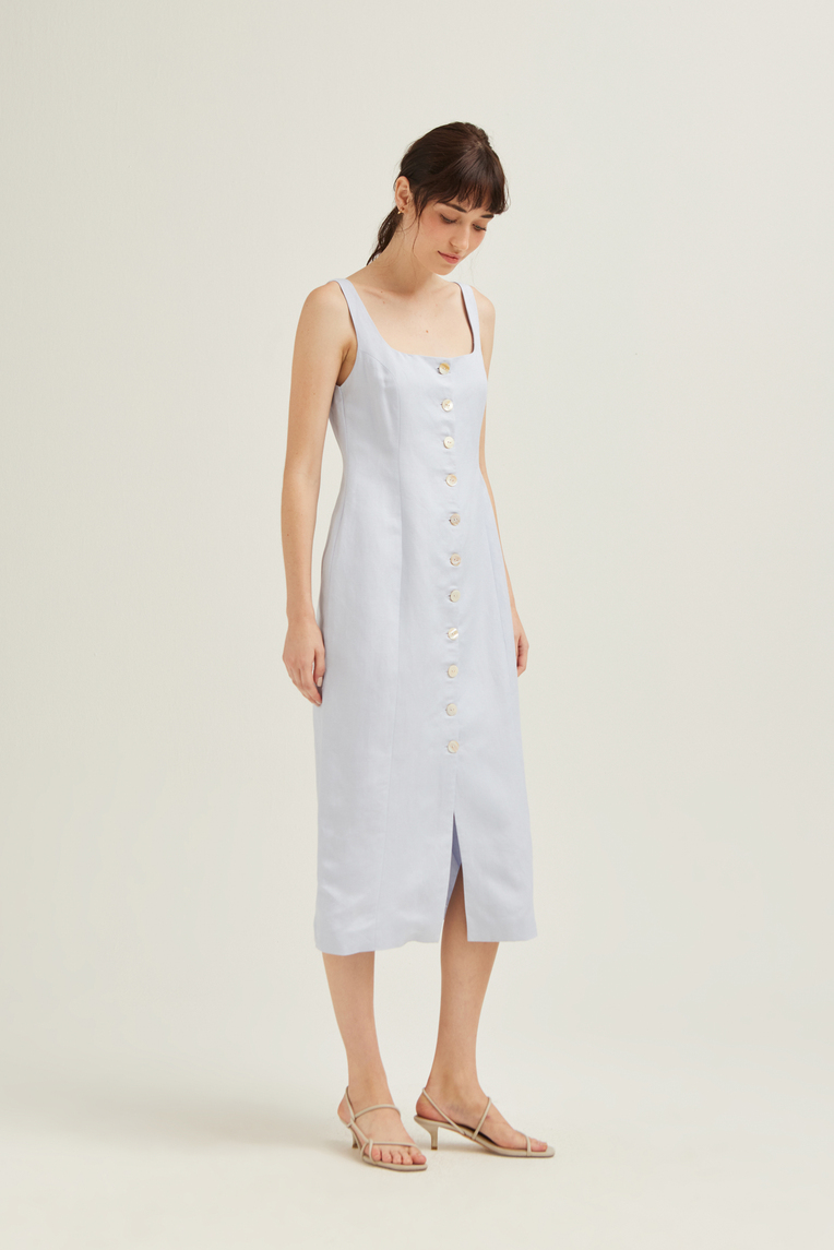 Linen Button-Down Vest Dress
