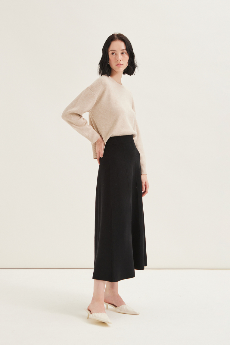 Soft Milano Knit Midi Skirt