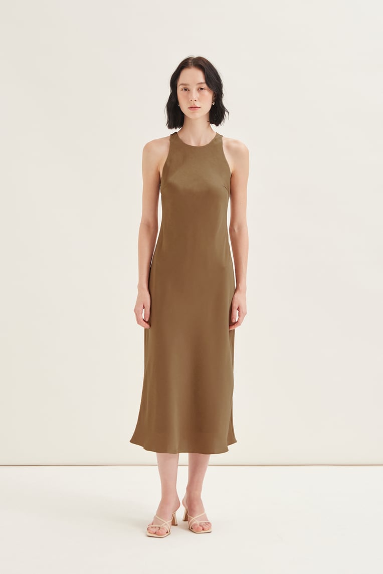 Racerback Bias-Cut Slip Dress