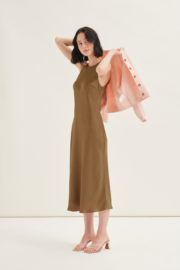 Racerback Bias-Cut Slip Dress