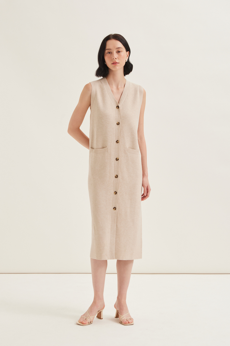 Button Down Jacquard Knit Dress