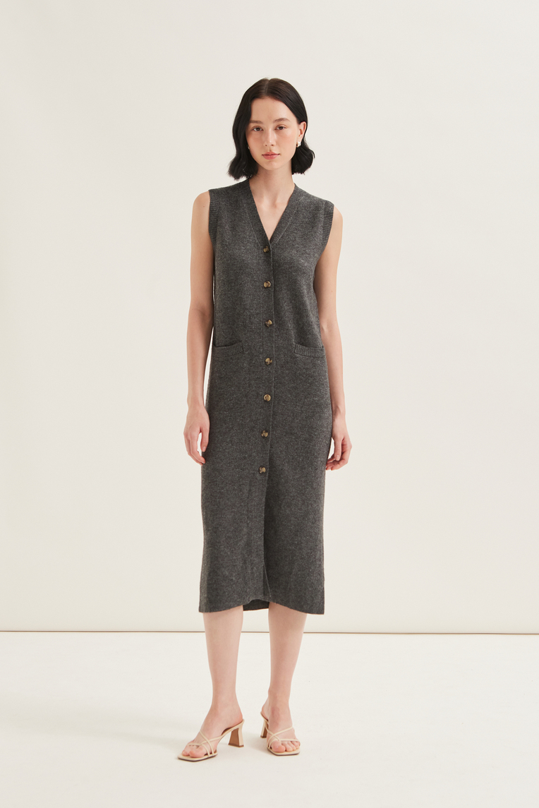 Button Down Jacquard Knit Dress