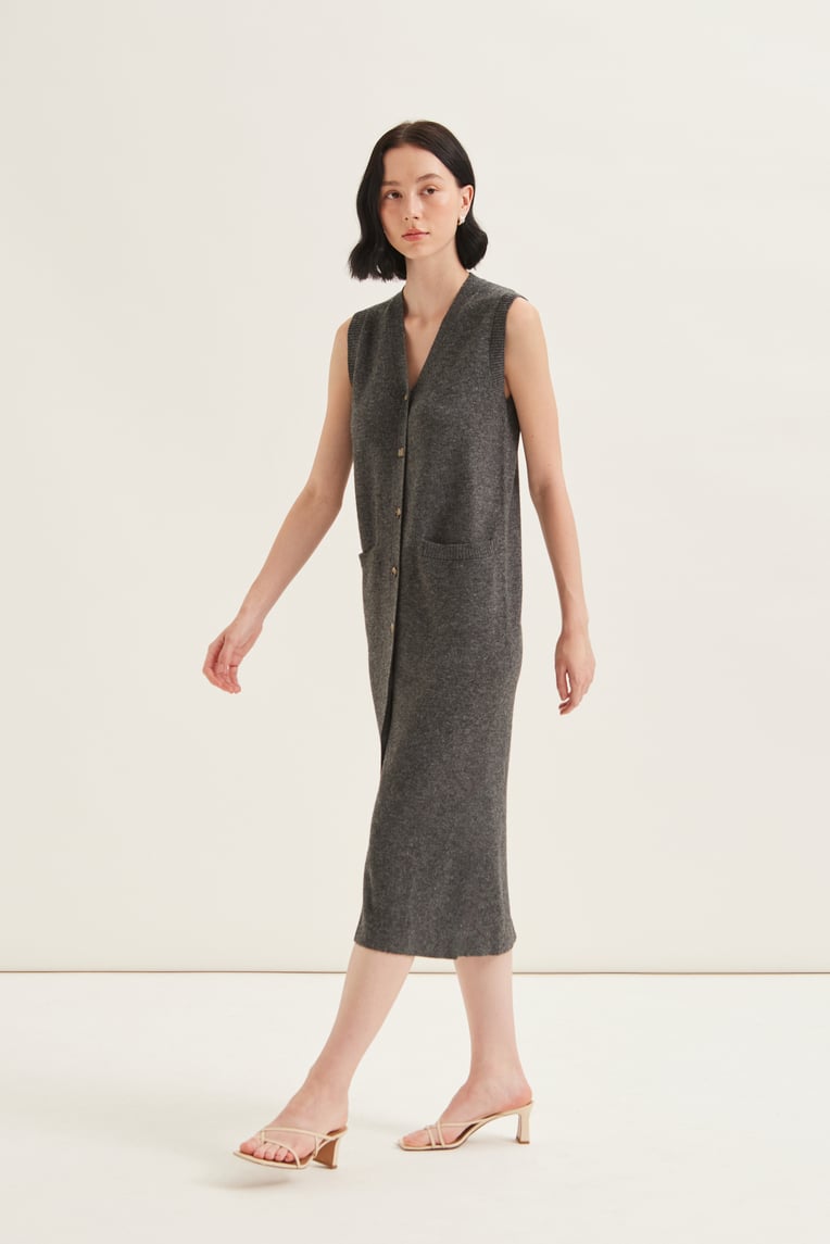 Button Down Jacquard Knit Dress