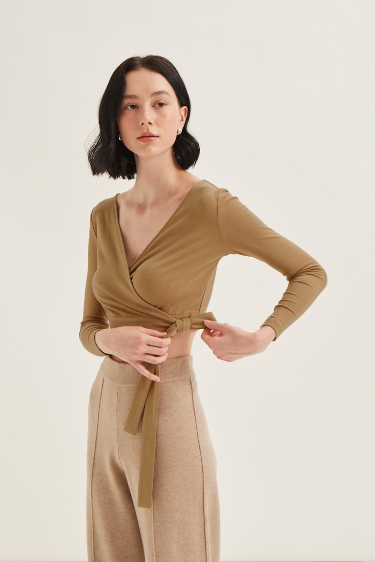 Two-Way Jersey Wrap Top