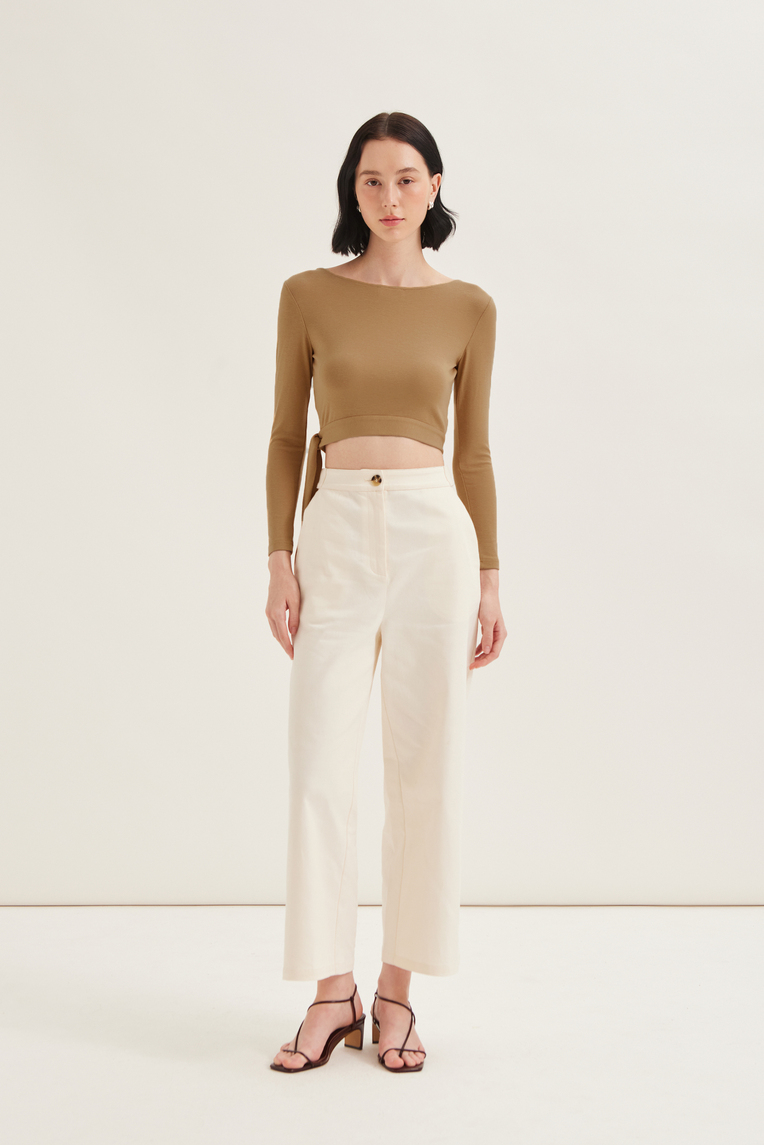 Cotton Twill Full-Length Pants