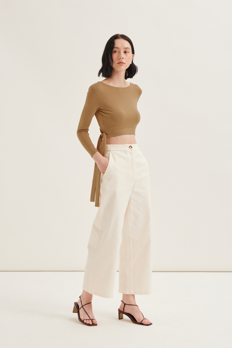 Cotton Twill Full-Length Pants