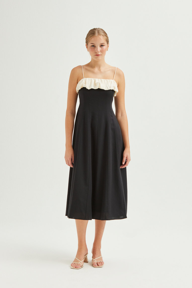 Contrast Ruffle Cami Dress