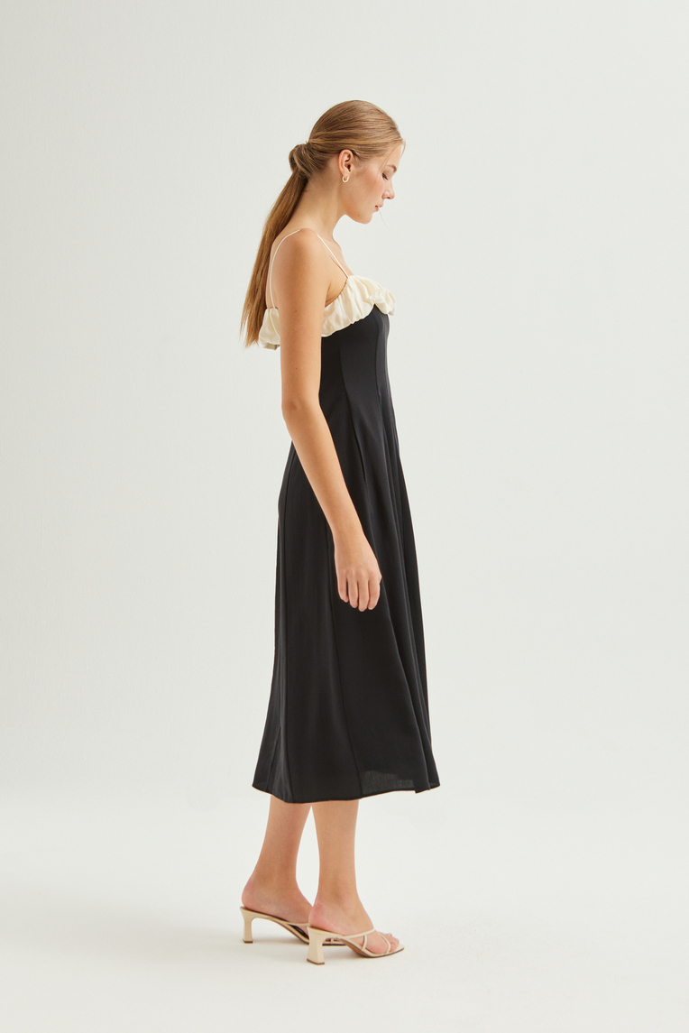 Contrast Ruffle Cami Dress