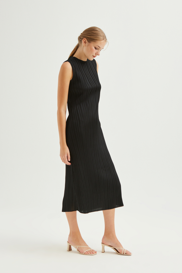 Pleated Flared Maxi Dress